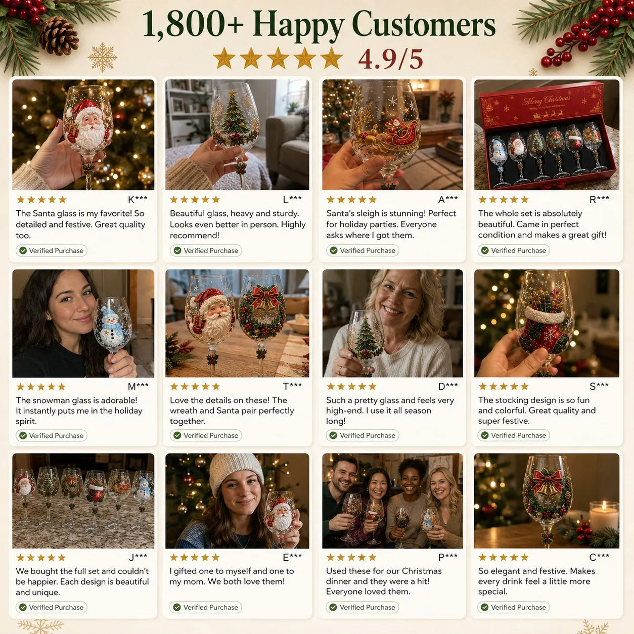 đChristmas Wine Glass Collection Gift Box Setâ¨